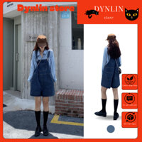Quần yếm short jeans ngắn nữ, quần bò yếm xanh chất mềm mại thoáng mát phong cách Ulzzang Hàn Quốc