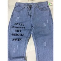 QuầnBaggy Nữ Quần Jean Nữ Baggy In Chử Quần Jeans VuaJeans AWZ