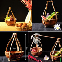 Quang gánh thúng nâu trang trí sang trọng phụ kiện chụp ảnh decor quán nhà hàng khách sạn sân vườn