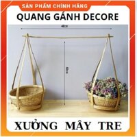 Quang gánh tre trang trí làm decore,thúng tre phụ kiện trang trí bằng tre ,gánh tre làmdeco chụp hình