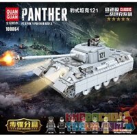 QuanGuan 100064 Quan Guan 100064 non Lego TANK LEOPARD 121. bộ đồ chơi xếp lắp ráp ghép mô hình World War Ii PANTHER Chiến Tranh Thế Giới Thứ 2 990 khối