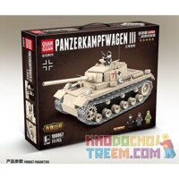 QuanGuan 100067 Quan Guan 100067 non Lego XE TĂNG BA CỦA ĐỨC bộ đồ chơi xếp lắp ráp ghép mô hình World War Ii PANZERKAMPFWAGEN III Chiến Tranh Thế Giới Thứ 2 711 khối