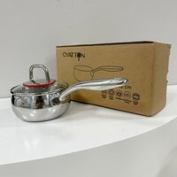 Quánh Chảo Inox 12cm Có Nắp Kính, Nồi Chảo Nhỏ Đun Cháo Cho Bé Inox Cao Cấp Oyatton OYT553