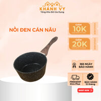 Quánh Chống Dính Cán Nâu ĐK 20cm - Hợp Kim Nhôm Đúc Nguyên Khối, Tay Cầm Giả Gỗ Chịu Nhiệt - Dùng Cho Bếp Từ