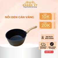 Quánh Chống Dính Mini Cán Vàng ĐK 16cm -Hợp Kim Nhôm Đúc Nguyên Khối, Tay Cầm Vân Gỗ Chịu Nhiệt - Dùng Cho Mọi Bếp