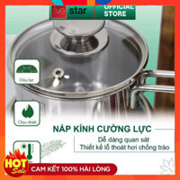 Quánh chống dính nấu cháo bột 3 đáy từ inox 430 Fivestar Standard nắp kính (12cm/14cm)