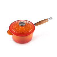 Quánh gang có nắp LeCreuset Kochtopf m. lang. Holzgriff 18cm orange – màu cam