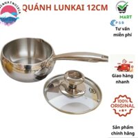 Quánh inox 12cm, quánh nấu bột LUNKAI, nồi nấu bột cho bé, nồi nấu đồ ăn dặm kèm vung, quánh nhỏ