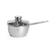 Quánh Inox 430 Bếp Từ 3 Đáy Fivestar Nắp Kính 16 cm - Tặng 5 Muỗng Ăn Inox - Bạc