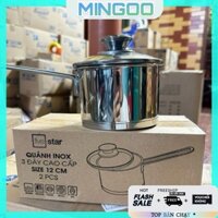 Quánh nấu cháo, nấu bột inox 430 Fivestar nắp kính_ size 12cm_đun được bếp từ, bếp gas, bếp hồng ngoại