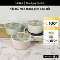 Quánh nồi sữa nồi nấu bột phủ men chống dính đáy từ dùng được với bếp từ bếp gas hồng ngoại | Ladeli 1218
