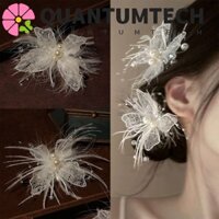 Quantumtech 2 Kẹp Tóc Lông Vũ Cô Dâu, Trang Sức Tóc Cưới Cổ Tích Tinh Tế, Thời Trang Sang Trọng Lông Bướm Kẹp Tóc Nữ