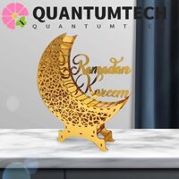 Quantumtech Ramadan Eid Mubarak Trang Trí, Acrylic Hình Lưỡi Liềm Mặt Trăng Đèn Bàn, Đèn Ngủ Dạ Quang Rỗng Trang Trí Bàn Thủ Công