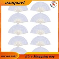 Quạt 20X Vải Lụa Trắng + Tre Có Túi Quà Trong Muslin Cho Đám Cưới Cá Tính Nhảy Múa Viết Tranh