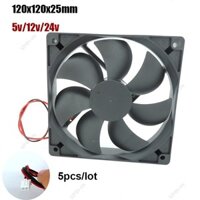 Quạt 5x DC 5V 12V 24v 120mm 12cm 12025 Quạt 120mm * 120mm * 25mm Quạt làm mát không chổi than 120x120x25mm Vỏ máy tính PC 2PIN F @ 2VN