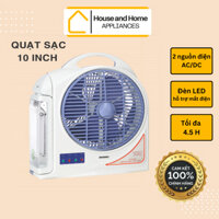 Quạt ác quy sạc tích điện có đèn LED 10 inch Kentom KT-9100