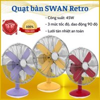 Quạt bàn SWAN Retro SFA12620RN công suất 45W với 3 tốc độ, dao động 90 độ [BẢO HÀNH 1 NĂM]