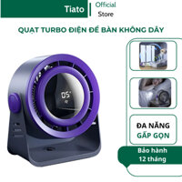 Quạt cảm biến tích điện nhiều tốc độ Tiato, sạc USB xoay 360 độ lồng gió mạnh quạt mini tích điện để bàn