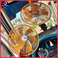 Quạt Cắm Tẩu 12V - 24V Xoay 360 Độ Khung Lồng 28 Cm Màu Vàng - Quạt Kẹp Bình Accquy