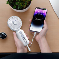 Quạt Cầm Tay 3 Trong 1 - Quạt Mini, Sạc Dự Phòng 10000mAh & Đèn LED | Sử Dụng Liên Tục 53 Giờ, Thiết Kế Gập Nhỏ Gọn | Bảo Hành 12 Tháng
