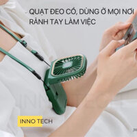 Quạt Cầm Tay 7 Bánh Răng Gấp Gọn Và Dây Choàng Cổ, Quạt 10 Tiếng Siêu Lâu, Dung Lượng Pin 3000mAh