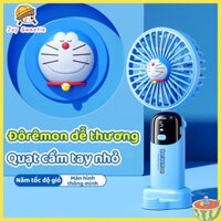 Quạt cầm tay Doraemon Sạc USB di động Tuổi thọ pin siêu dài Năm bánh răng có thể điều chỉnh