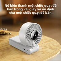 Quạt cầm tay gập lại với màn hình kỹ thuật số,, 5 tốc độ, công suất gió mạnh, đa năng, có dây đeo cổ, quạt nhỏ
