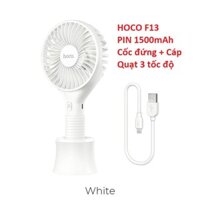 Quạt cầm tay HOCO F13 Mickey Pin trâu 1500mAh, quạt 3 tốc độ + Đế đứng và Cáp sạc - Thegioiphukien.vn