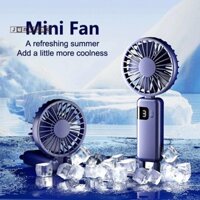 Quạt cầm tay Junmeng Quạt USB, Đế quạt chạy bằng pin Bao gồm màn hình kỹ thuật số Quạt Mini có thể sạc lại 90 độ Đẹp