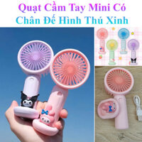 Quạt Cầm Tay Mini Có Chân Đế Hình Thú Dễ Thương