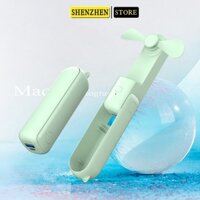 Quạt cầm tay mini gấp gọn tích hợp đèn pin sạc dự phòng 1200 mah USB đa năng có đế để bàn tiện lợi