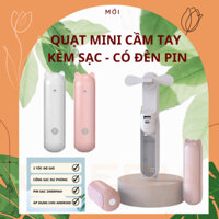 Quạt cầm tay mini gấp gọn Xiaomi Thermo tích hợp đèn pin, sạc dự phòng 2000 mah USB đa năng, có đế để bàn tiện lợi