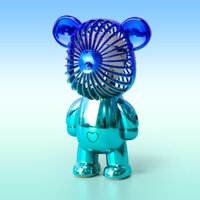 Quạt cầm tay mini hình gấu bearbrick hoạt hình siêu dễ thương, Quạt tích điện dùng cho văn phòng