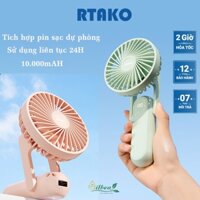 Quạt Cầm Tay Mini Tích Điện RTAKO Đa Năng 10.000mAh Tích Hợp Sạc Dự Phòng