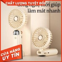 Quạt Cầm Tay Mini Tích Điện Siêu Mát Có Đế Để Bàn Kiêm Giá Đỡ Điện Thoại Pin Trâu 6000mAh Quạt Mini Điều Hòa 5 Cấp Độ