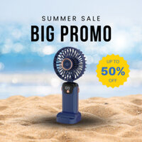 Quạt Cầm Tay Mini Tích Điện Điều Hòa Siêu Mát Tránh Say Nắng 5 Cấp Độ Có Đế Để Bàn Kiêm Giá Đỡ Điện Thoại Pin Trâu 20h