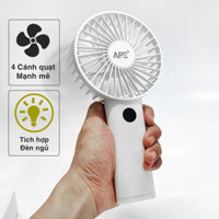 Quạt Cầm Tay Mini Tích hợp đèn LED ngủ Pin sạc 3600mAh Dùng được 4 đến 12 giờ, cổng sạc nhanh type C