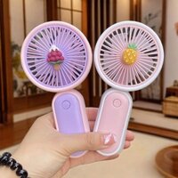 Quạt cầm tay nhỏ không ồn, phong cách hoạt hình, có thể sạc lại, giá đỡ điện thoại mini cho ký túc xá sinh viên, quạt dễ thương