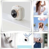 Quạt cầm tay tích điện mini 🌞 kiểu dáng máy ảnh + tặng kèm dây đeo cổ 🌞 quạt mini cầm tay máy ảnh kiêm phụ kiện chụp ả