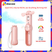 Quạt Cầm tay/để bàn 2100mAh, Xoay 360 độ,Có thể gập lại, Quạt mini cầm tay USB, Máy tạo ẩm, Sạc dự phòng, Ba trong một