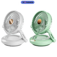 Quạt cắm trại Yesfashion có đèn lồng LED, Quạt di động 3 tốc độ chạy bằng pin 2400MA, 90° Xoay, Quạt Để Bàn USB Sạc Có Chân Đế Có Thể Gập Lại, Cho Gia Đình, Dã Ngoại, Lều, Câu Cá