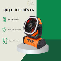 Quạt camping tích điện F6 tích hợp đèn, sạc điện thoại, điều khiển từ xa, nhỏ gọn mang đi khắp nơi