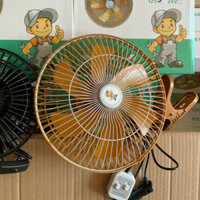 quạt cặp cắm tẩu có chức năng xoay 12v 24v lồng 28cm mát, êm, quạt ô tô vàng hình cậu bé loại 1