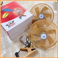 Quạt cặp cắm tẩu có chức năng xoay 12v -24v lồng 28cm màu vàng