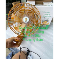 quạt cặp lồng vàng 28cm xoay hình cậu bé