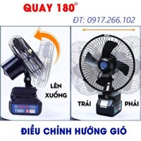 Quạt chạy pin 8inch chân pin phổ thông 2 tốc độ có đảo chiều - quạt pin