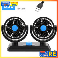 Quạt cho xe ô tô 10W gió mạnh xoay 360 cổng usb dùng quạt oto 12v/24v