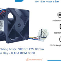 Quạt Chống Nước NIDEC 12V 80mm🍀Quạt Làm Mát 4 dây 0,16A 8CM 8038 V80E14MS2A3-57A611