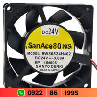 Quạt  Chống Nước SanAce 8Cm-8Cm 8025 24V 0.09a 9ws0824h402 new
