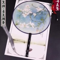 Quạt cổ trang trong suốt in hai mặt loại cao cấp lụa